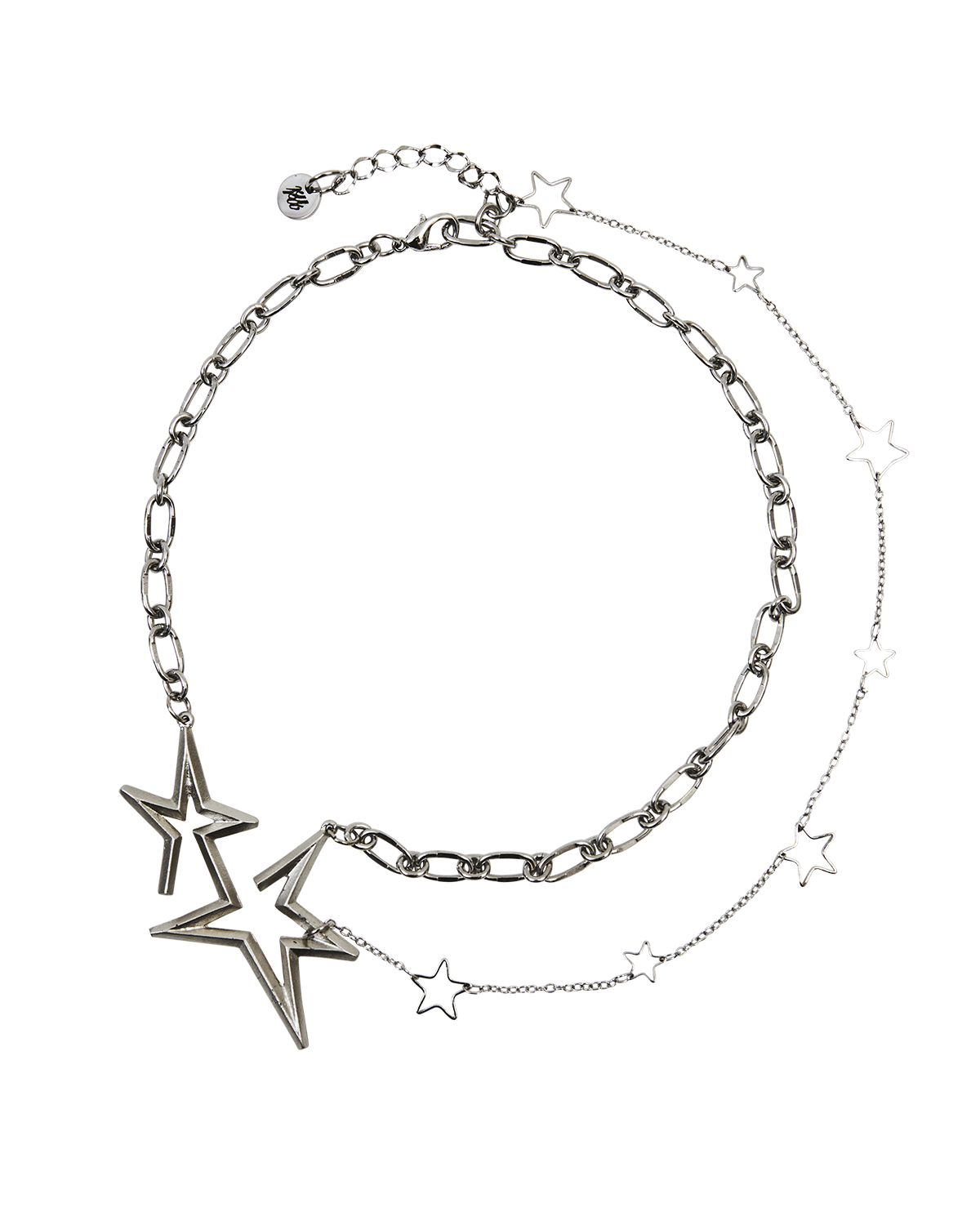 DOUBLE STAR NECKLACE SILVER